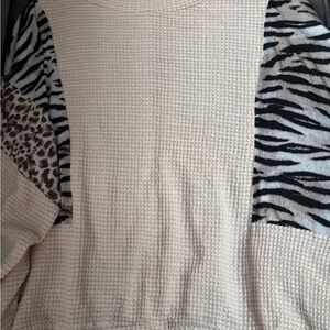 Chic Animal Print Patchwork Tunic